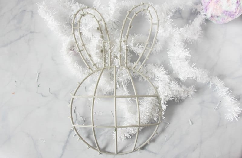 DIY bunny butt wreath supplies